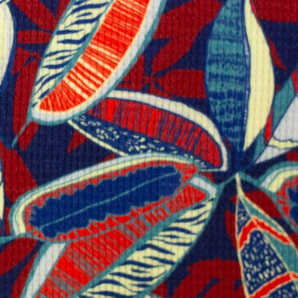 Viento by Bienvenido Colorido - Waffeljersey, Blätter in blaubunt